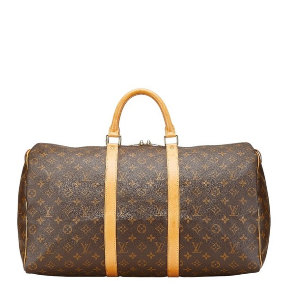 Louis Vuitton Monogram Leather Brown Keepall Boston Bag - Picture 1 of 8
